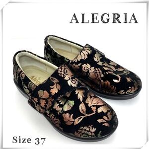 ALEGRIA Lauryn Regal Gold Copper Floral Print Clog Shoes Back Size 7 LAU-557W